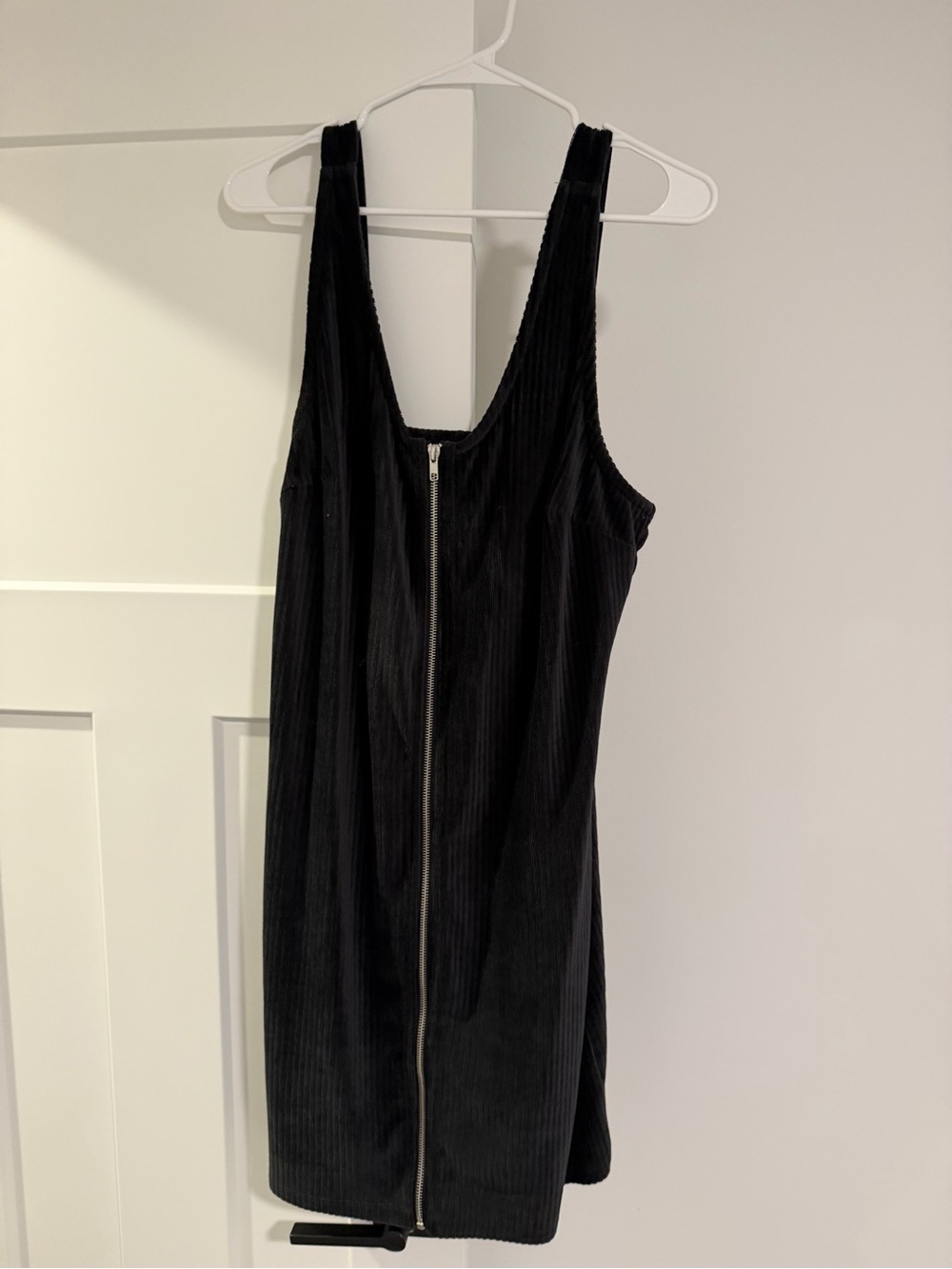 No Boundaries Black Ribbed Zip-Front Mini Dress
